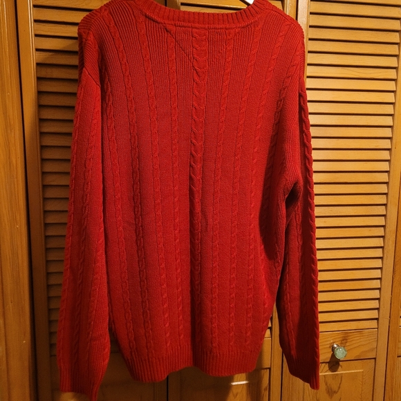 Tommy Hilfiger Red V-neck Knitted Pullover Sweater - Picture 4 of 7